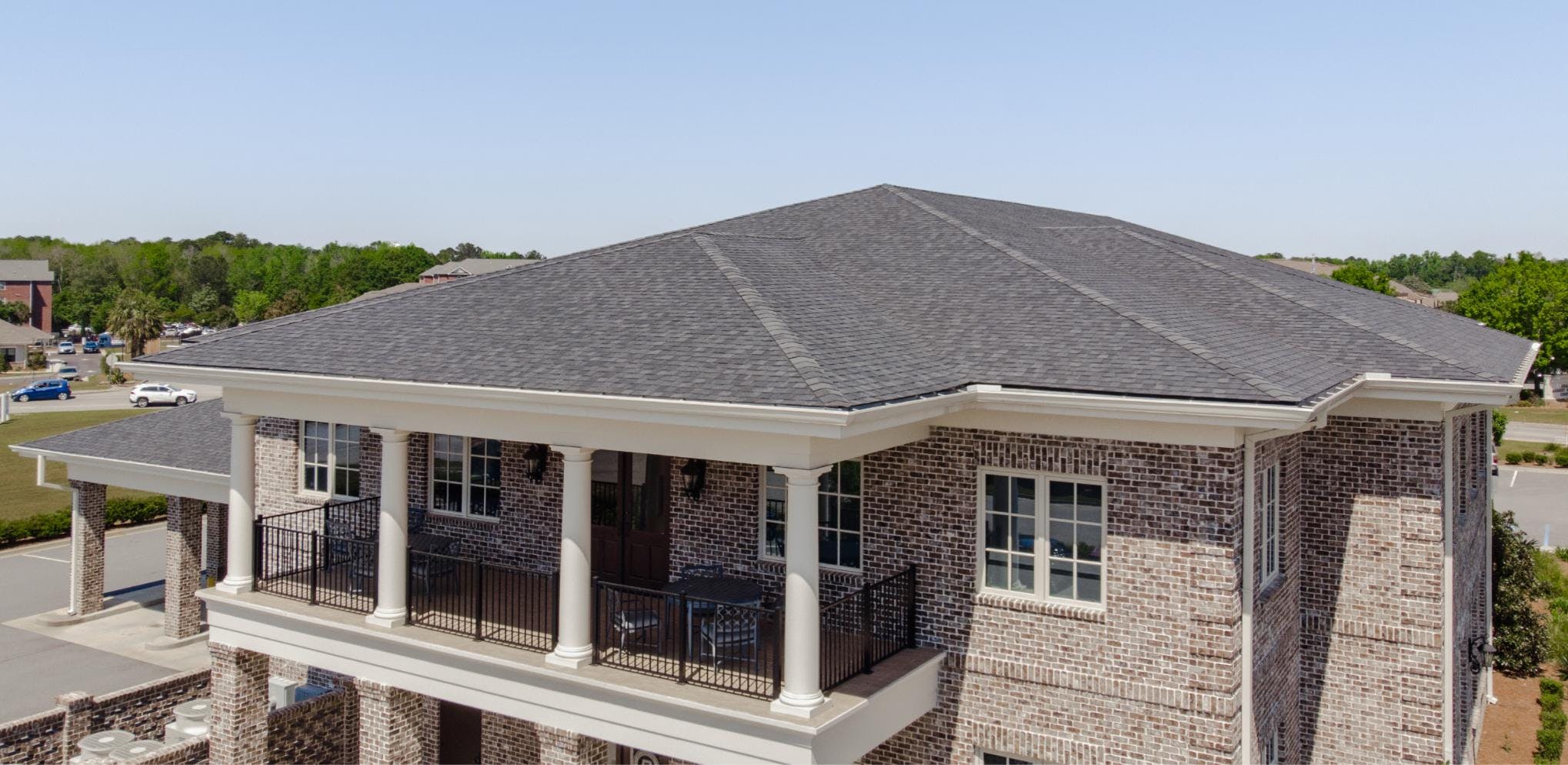Bulloch First Bank Statesboro, Georgia | Charcoal Black Architectural Asphalt Shingles | Bulloch County Commercial Roofing Solutions | New Construction Commercial Roof